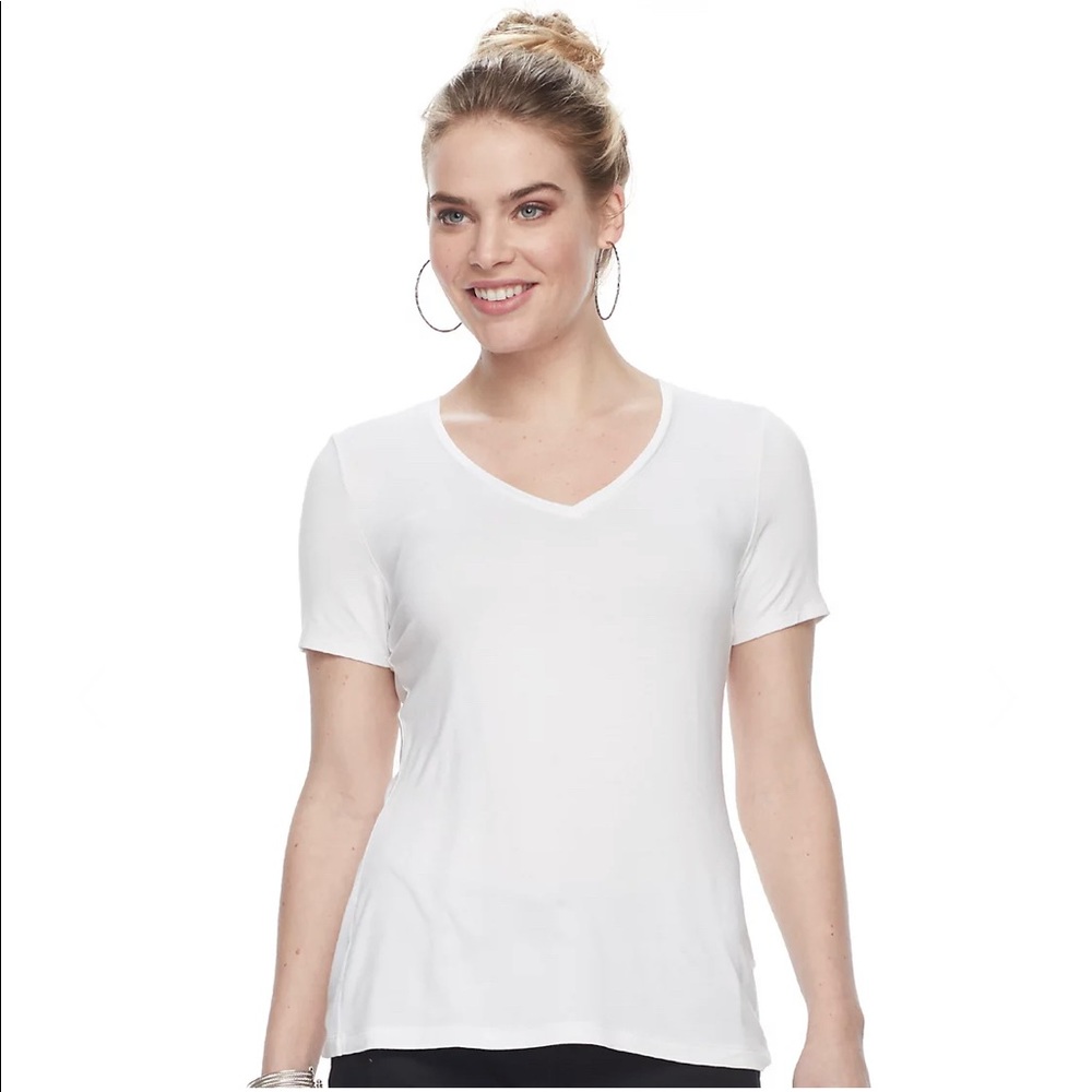 APT. 9 white V-Neck tee.